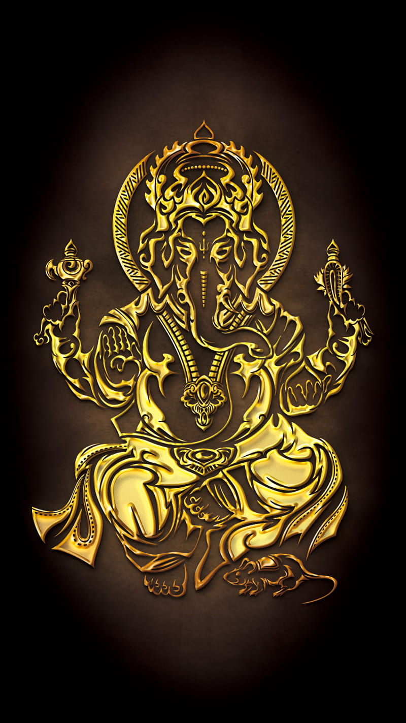 Tribal Golden Ganesh, ganesh, hindu, tattoo, tribal, HD phone wallpaper